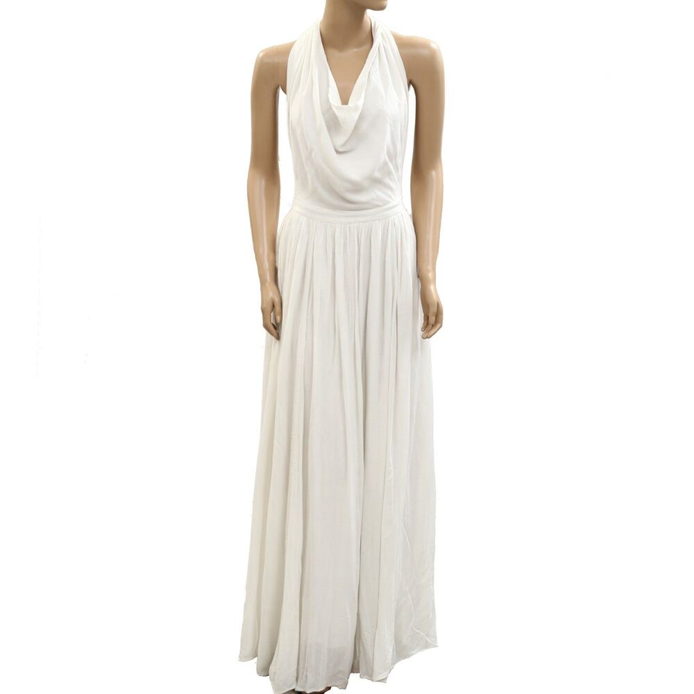 Free People Cowl Halter Neck Long Maxi Dress Solid Backless Resort XS NWD 285384